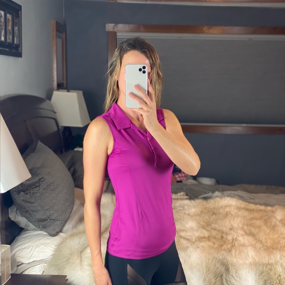 Under Armour Loose fuchsia Sleeveless Polo, Small - Picture 3 of 14